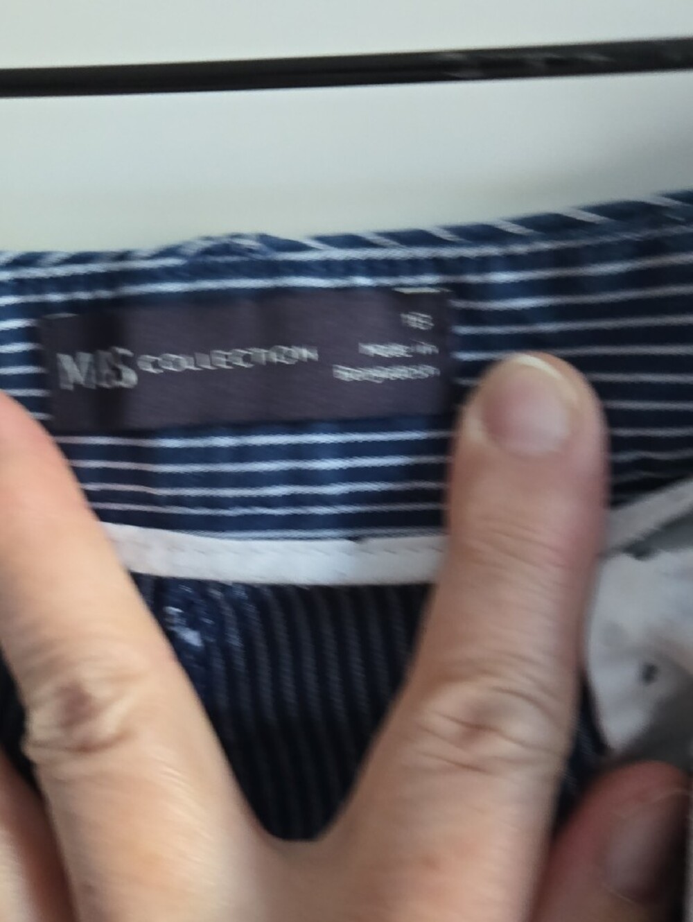 M&S Navy Pinstripe Cotton Chinos Size 14 Stretch Ankle Pants EUC - Picture 7 of 12